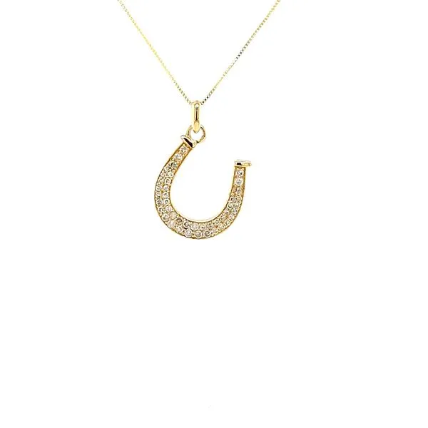 14K Yellow Gold Diamond Horseshoe Pendant Necklace Minor Jewelry Inc. Nashville, TN