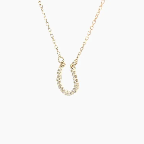 14K Yellow Gold Diamond Horseshoe Pendant Necklace Image 2 Minor Jewelry Inc. Nashville, TN