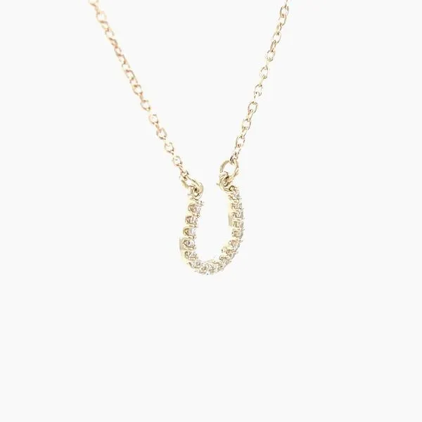 14K Yellow Gold Diamond Horseshoe Pendant Necklace Image 3 Minor Jewelry Inc. Nashville, TN