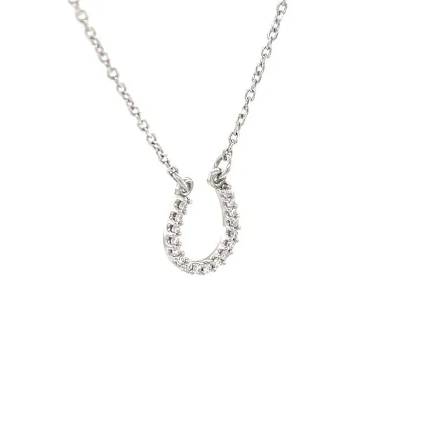 14K White Gold Diamond Horseshoe Pendant Necklace Image 3 Minor Jewelry Inc. Nashville, TN