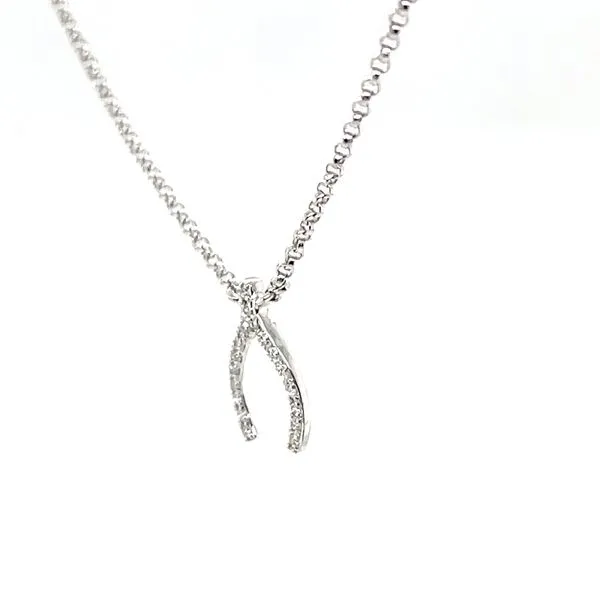14K White Gold Diamond Wishbone Pendant Necklace Minor Jewelry Inc. Nashville, TN