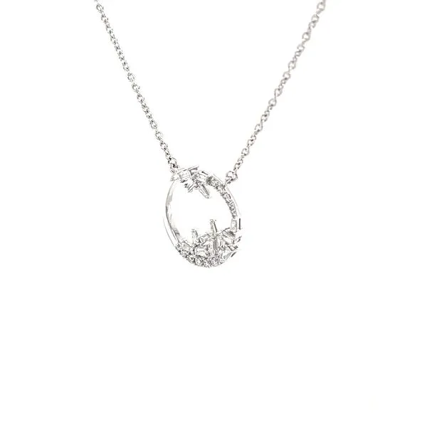 14K White Gold Mined Diamond Circle Necklace Image 2 Minor Jewelry Inc. Nashville, TN