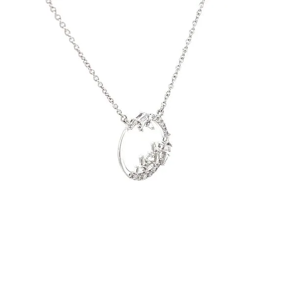 14K White Gold Mined Diamond Circle Necklace Image 3 Minor Jewelry Inc. Nashville, TN