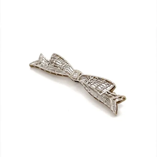 14K White Gold Estate Diamond Bow Pin Image 2 Minor Jewelry Inc. Nashville, TN