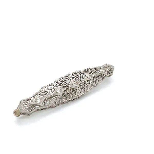 14K White Gold Estate Diamond Bar Pin Image 2 Minor Jewelry Inc. Nashville, TN