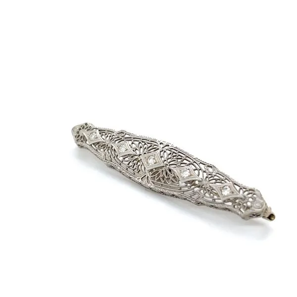 14K White Gold Estate Diamond Bar Pin Image 3 Minor Jewelry Inc. Nashville, TN