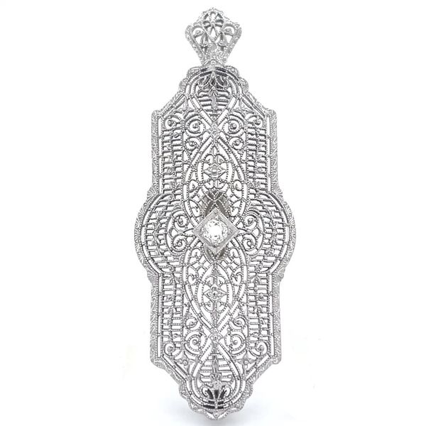 14K White Gold Mined Diamond 54x20.4mm Filigree Brooche Minor Jewelry Inc. Nashville, TN