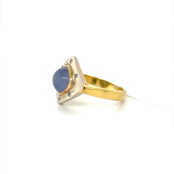 18K Yellow Moonstone and Diamond Fashion Ring