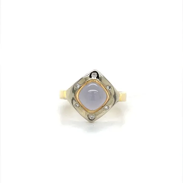 18K Yellow Moonstone and Diamond Fashion Ring
