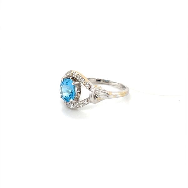 14K White Gold Swiss Blue Topaz and Diamond Ring Image 2 Minor Jewelry Inc. Nashville, TN