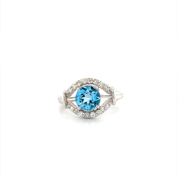 14K White Gold Swiss Blue Topaz and Diamond Ring Minor Jewelry Inc. Nashville, TN