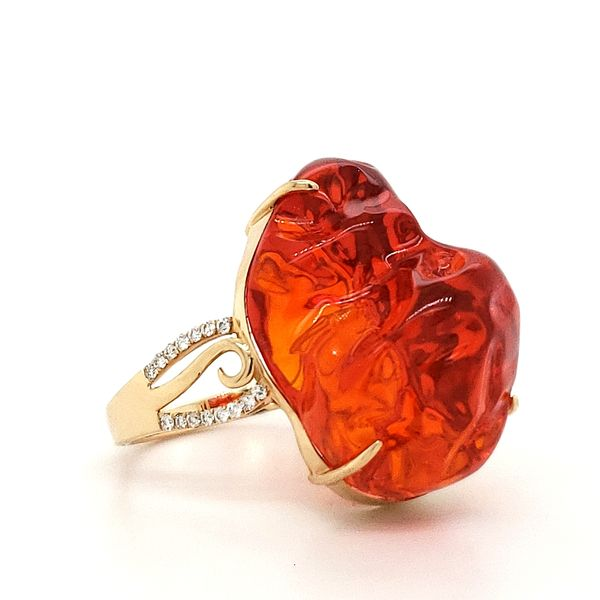 14K Yellow Gold Fire Opal and Diamond Fashion Ring Image 2 Minor Jewelry Inc. Nashville, TN