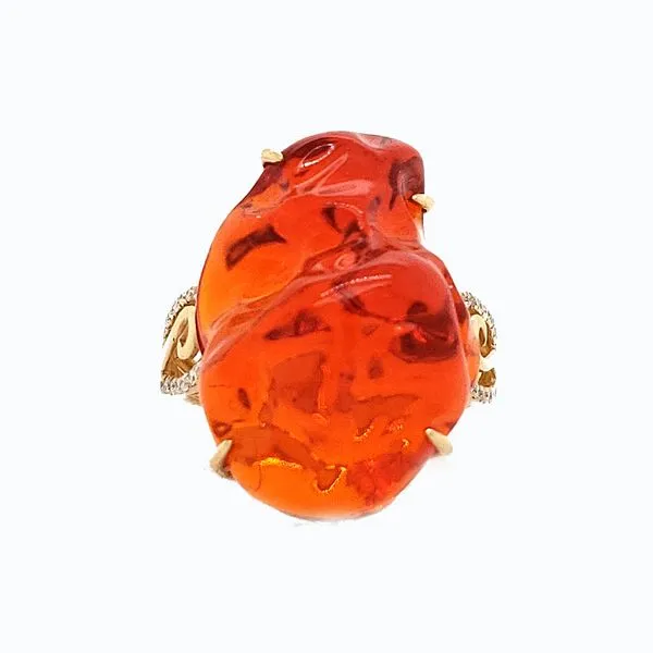 14K Yellow Gold Fire Opal and Diamond Ring Minor Jewelry Inc. Nashville, TN