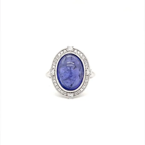 14K White Gold Tanzanite and Diamond Ring