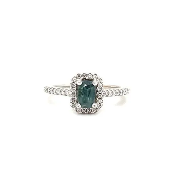 14K White Gold Alexandrite and Diamond Ring