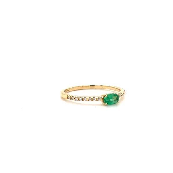 14K Yellow Gold Emerald and Diamond Ring