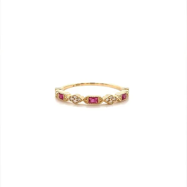 14K Yellow Gold Ruby and Diamond Ring