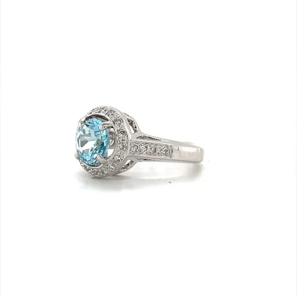 14K White Gold Blue Topaz and Diamond Ring Image 2 Minor Jewelry Inc. Nashville, TN
