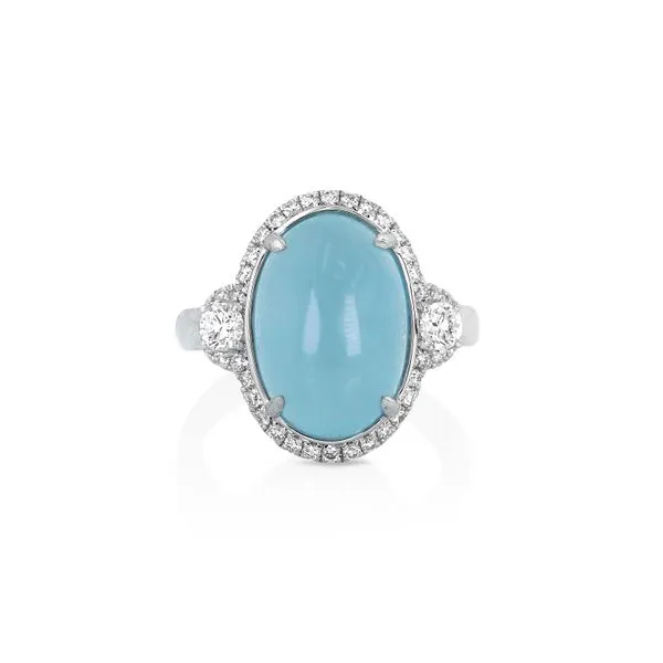18K  White Gold Aquamarine and Diamond Ring