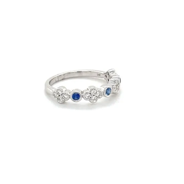 14K White Gold Diamond And Sapphire Band Image 2 Minor Jewelry Inc. Nashville, TN