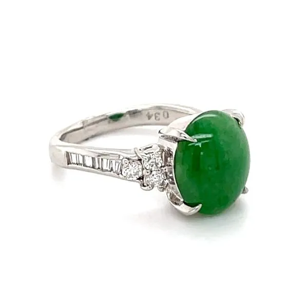 Platinum Jade and Diamond Ring Image 3 Minor Jewelry Inc. Nashville, TN