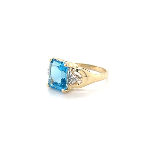 14K Yellow Gold Blue Topaz and Diamond Ring Image 3 Minor Jewelry Inc. Nashville, TN