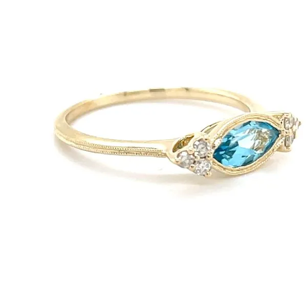10K Yellow Gold Swiss Blue Topaz & Diamond 7-Stone Fashion Ring Image 2 Minor Jewelry Inc. Nashville, TN