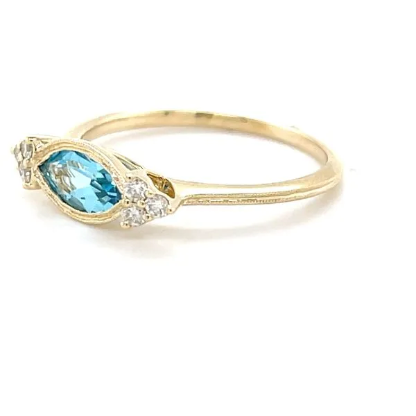 10K Yellow Gold Swiss Blue Topaz & Diamond 7-Stone Fashion Ring Image 3 Minor Jewelry Inc. Nashville, TN