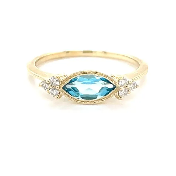10K Yellow Gold Swiss Blue Topaz & Diamond 7-Stone Fashion Ring Minor Jewelry Inc. Nashville, TN