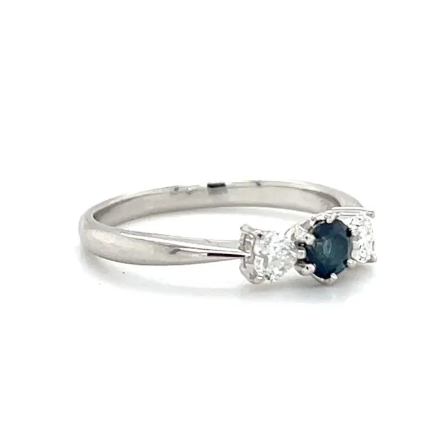 Platinum 3-Stone Blue Sapphire & Diamond Ring Image 2 Minor Jewelry Inc. Nashville, TN