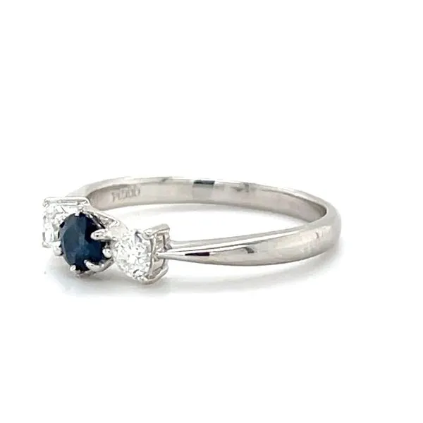 Platinum 3-Stone Blue Sapphire & Diamond Ring Image 3 Minor Jewelry Inc. Nashville, TN