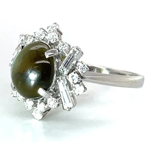 Platinum Cat's Eye Chrysoberyl & Multi-Cut Diamond Ring Image 2 Minor Jewelry Inc. Nashville, TN