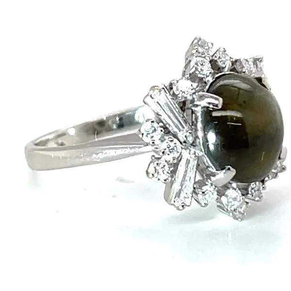 Platinum Cat's Eye Chrysoberyl & Multi-Cut Diamond Ring Image 3 Minor Jewelry Inc. Nashville, TN