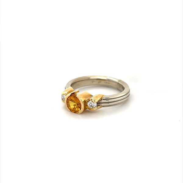 18K Yellow Gold Estate Yellowish Orange Sapphire and Diamond Ring Image 2 Minor Jewelry Inc. Nashville, TN