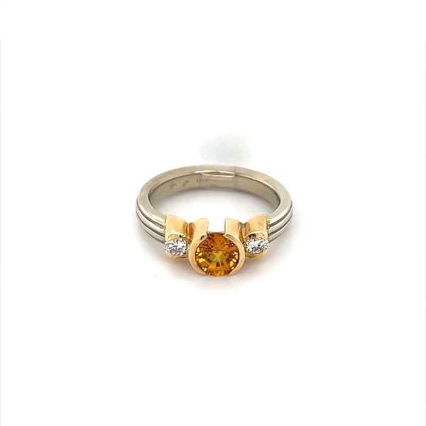 18K Yellow Gold Estate Yellowish Orange Sapphire and Diamond Ring Minor Jewelry Inc. Nashville, TN