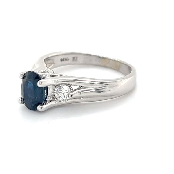 14K White Gold Mined Sapphire and Diamond 3-Stone Engagement Ring Image 2 Minor Jewelry Inc. Nashville, TN