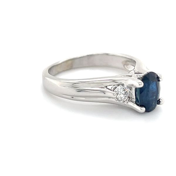 14K White Gold Mined Sapphire and Diamond 3-Stone Engagement Ring Image 3 Minor Jewelry Inc. Nashville, TN