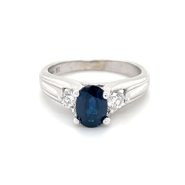 14K White Gold Mined Sapphire and Diamond 3-Stone Engagement Ring Minor Jewelry Inc. Nashville, TN