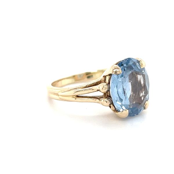 14K Yellow Gold Estate Blue Synthetic Blue Spinel Ring Image 3 Minor Jewelry Inc. Nashville, TN