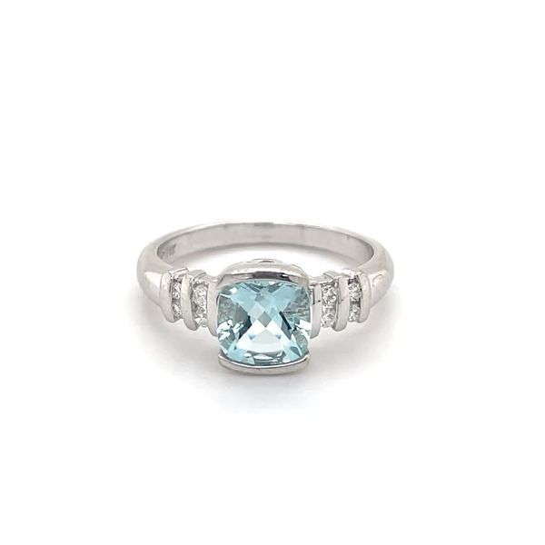14K White Gold Estate Mined Aquamarine and Diamond Ring Minor Jewelry Inc. Nashville, TN