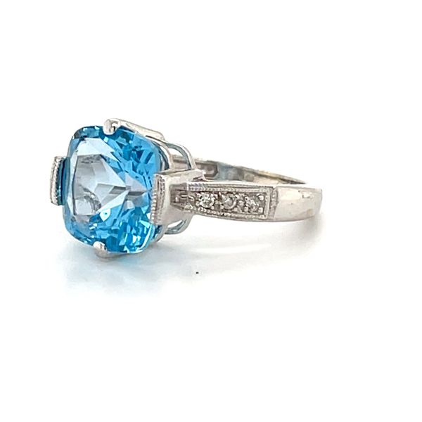 Blue Topaz 14K White Gold Estate Diamond Accent Ring Image 2 Minor Jewelry Inc. Nashville, TN