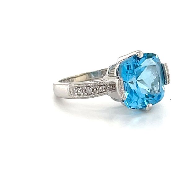 Blue Topaz 14K White Gold Estate Diamond Accent Ring Image 3 Minor Jewelry Inc. Nashville, TN