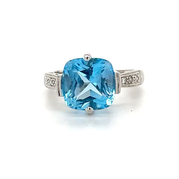 Blue Topaz 14K White Gold Estate Diamond Accent Ring Minor Jewelry Inc. Nashville, TN