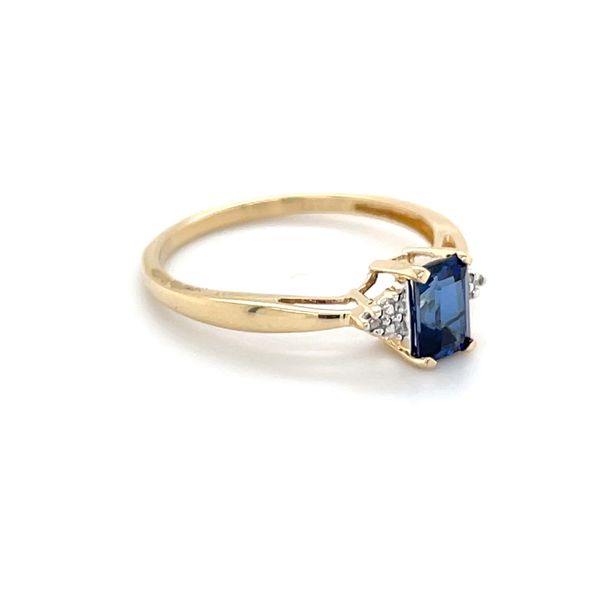 10K Yellow Gold Estate Lab Sapphire and Diamond Engagement Ring Image 2 Minor Jewelry Inc. Nashville, TN