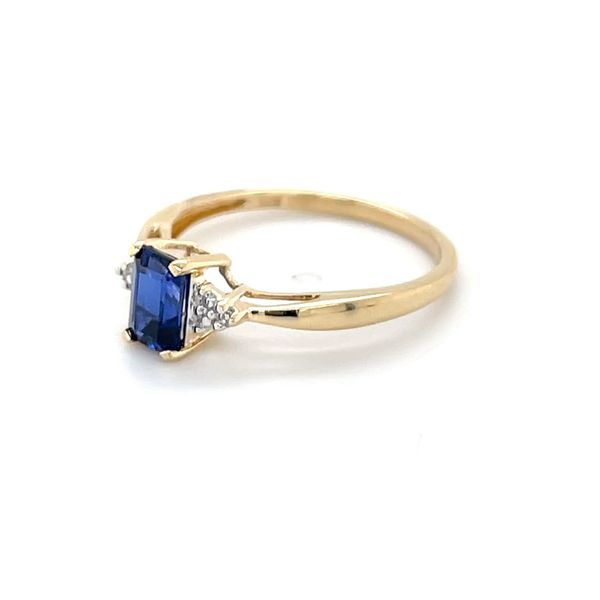 10K Yellow Gold Estate Lab Sapphire and Diamond Engagement Ring Image 3 Minor Jewelry Inc. Nashville, TN