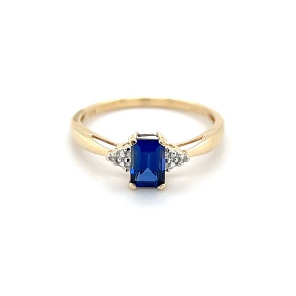 10K Yellow Gold Estate Lab Sapphire and Diamond Engagement Ring Minor Jewelry Inc. Nashville, TN