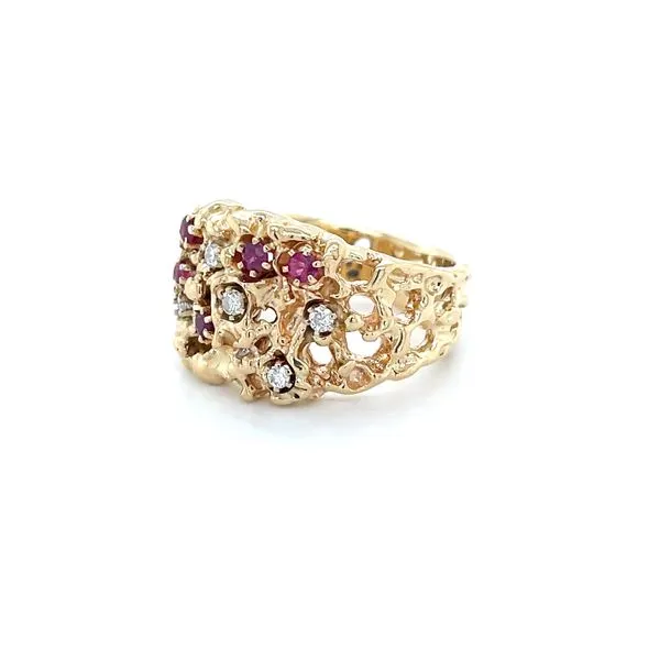 14K Yellow Gold Estate Ruby and Diamond Nugget Ring Image 2 Minor Jewelry Inc. Nashville, TN