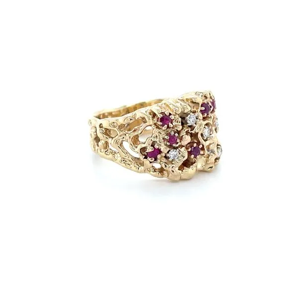 14K Yellow Gold Estate Ruby and Diamond Nugget Ring Image 3 Minor Jewelry Inc. Nashville, TN