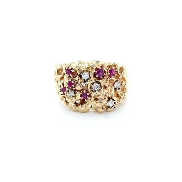 14K Yellow Gold Estate Ruby and Diamond Nugget Ring Minor Jewelry Inc. Nashville, TN