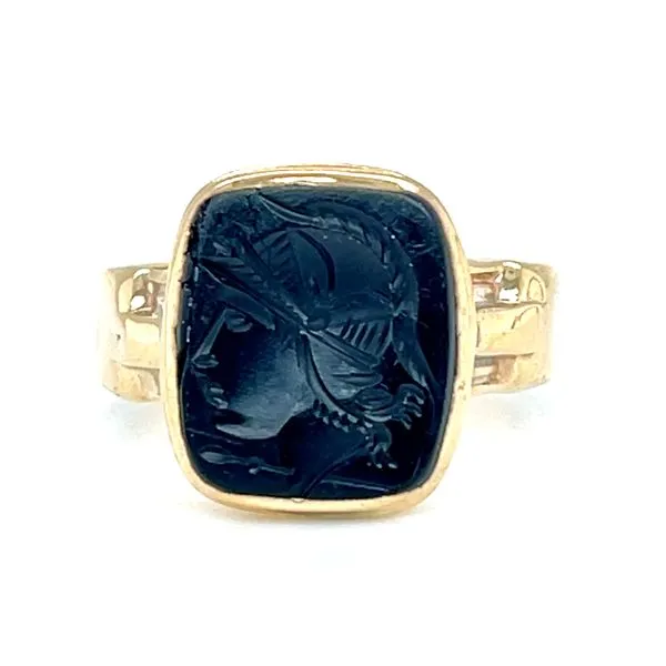 10K Yellow Gold Cracked Roman Onyx Cameo Ring